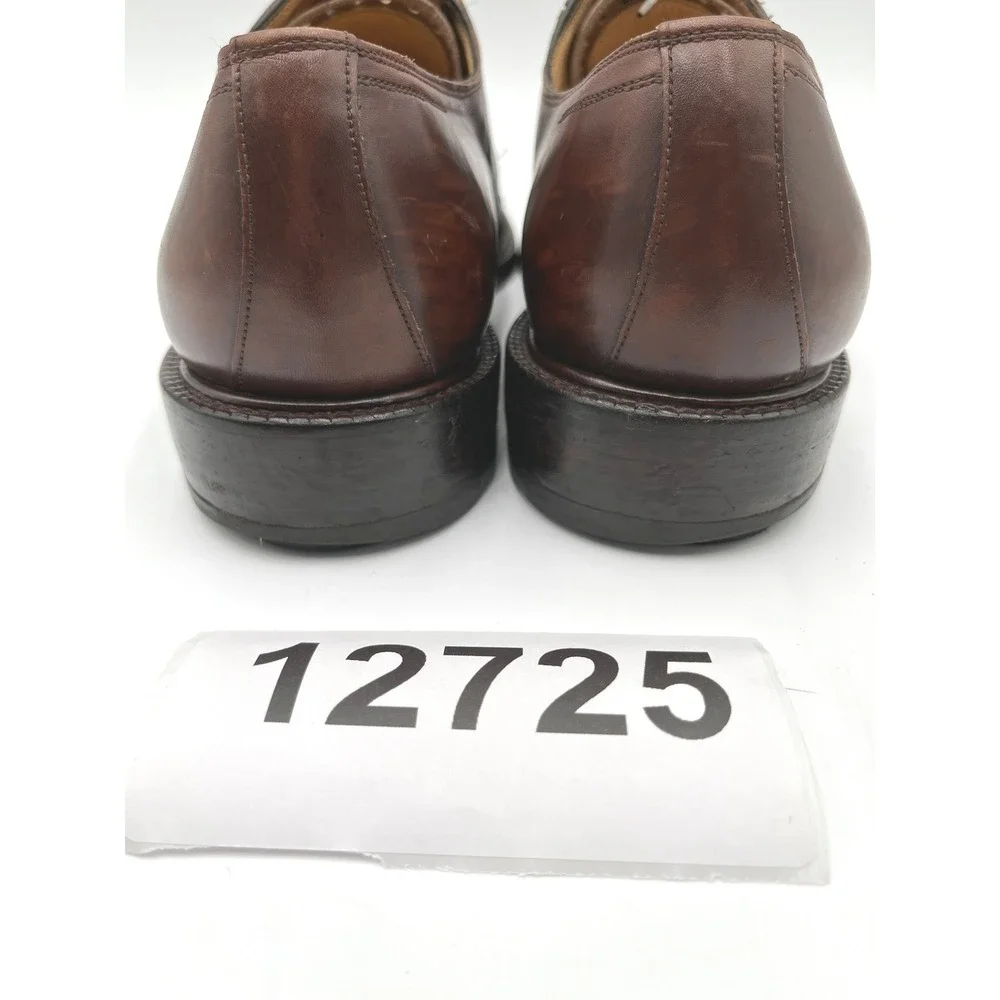 Calce Derby Shoes Mens 11 Burnished Brown Black Leather Brogue Cap Toe Lace Up